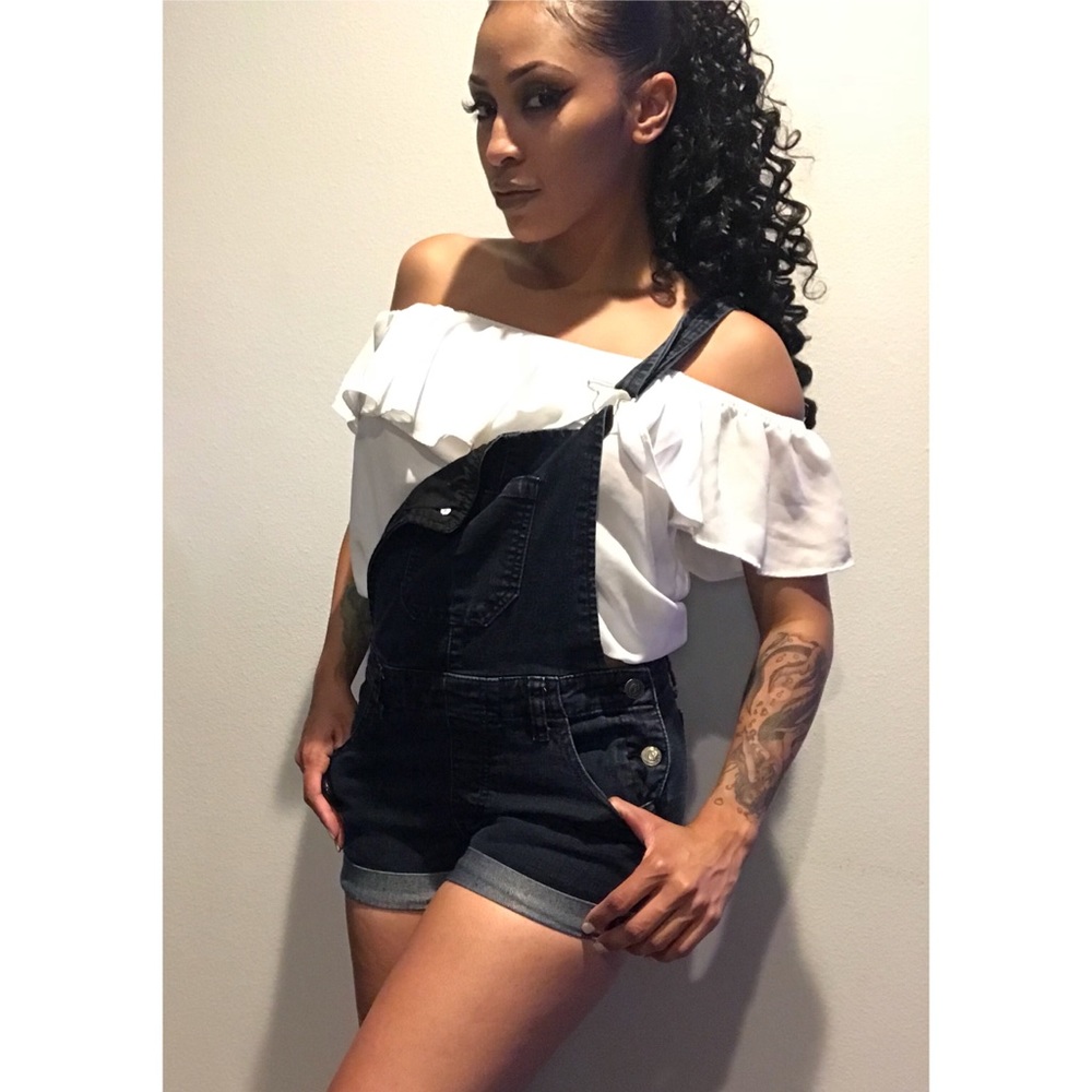 Dark denim Short over alls